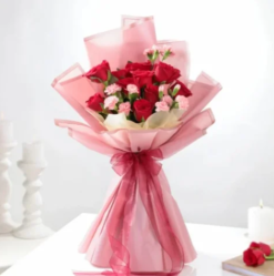 Ruby red rose bouquet for romantic gift and anniversary