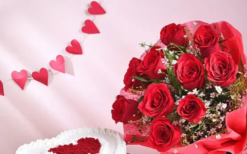romantic rose gift combo with cake and surprise gifts for loved one