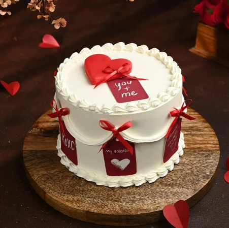 Sweetheart Ribbon Designer Celebration Cake Online sweetheart ribbon designer cake for romantic and aesthetic celebrations