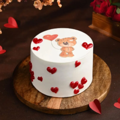 teddy day cuddle cake with cute romantic design for valentine celebration
