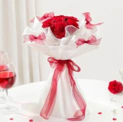 Crimson red rose bouquet for romantic gift and anniversary
