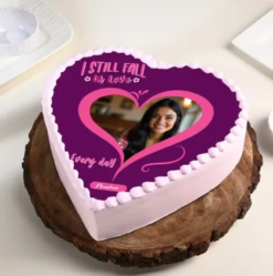 valentine personalized photo heart cake for romantic gifting and celebration