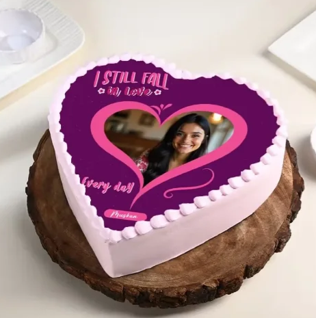 Valentine Personalized Photo Heart Love Cake Online valentine personalized photo heart cake for romantic gifting and celebration