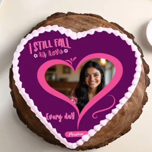 Valentine Personalized Photo Heart Love Cake 3