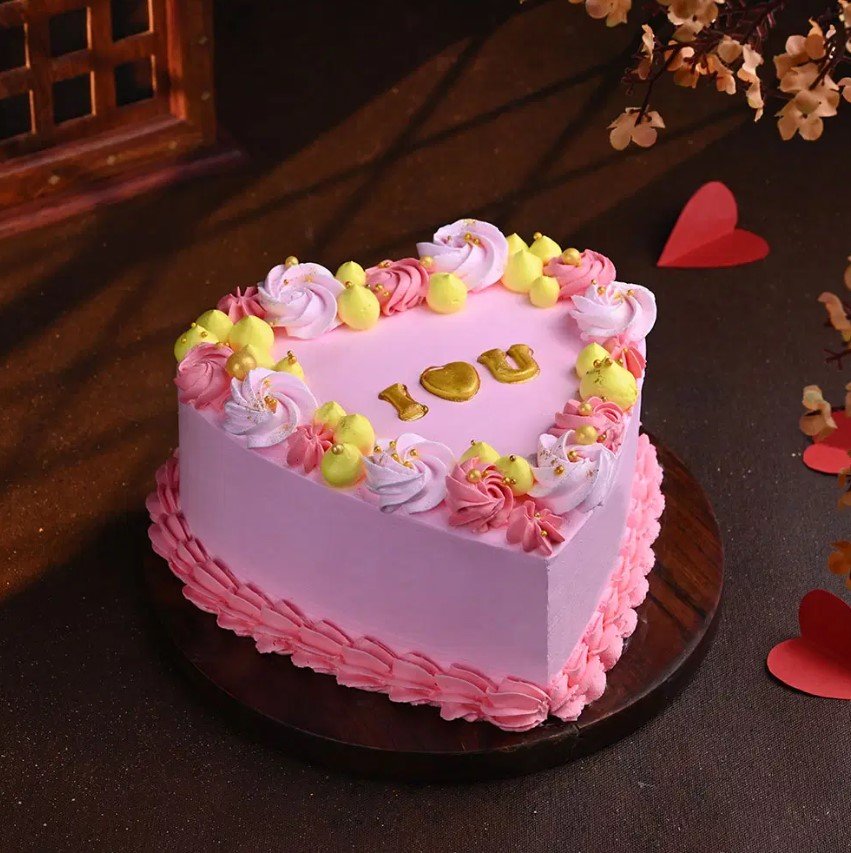 Valentine Rose Heart Cake Floral Romance Valentine's Day Cake with delicate flower decorations and a soft, moist texture.