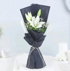 Elegant white lily bouquet for birthday and anniversary gift