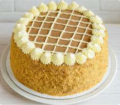 butterscotch royale crunch cake with creamy layers and crunchy topping