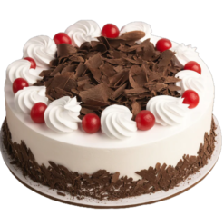 obsidian noir forest cake with chocolate layers and cherry topping