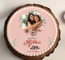 pink pastel mothers day photo cake with custom picture